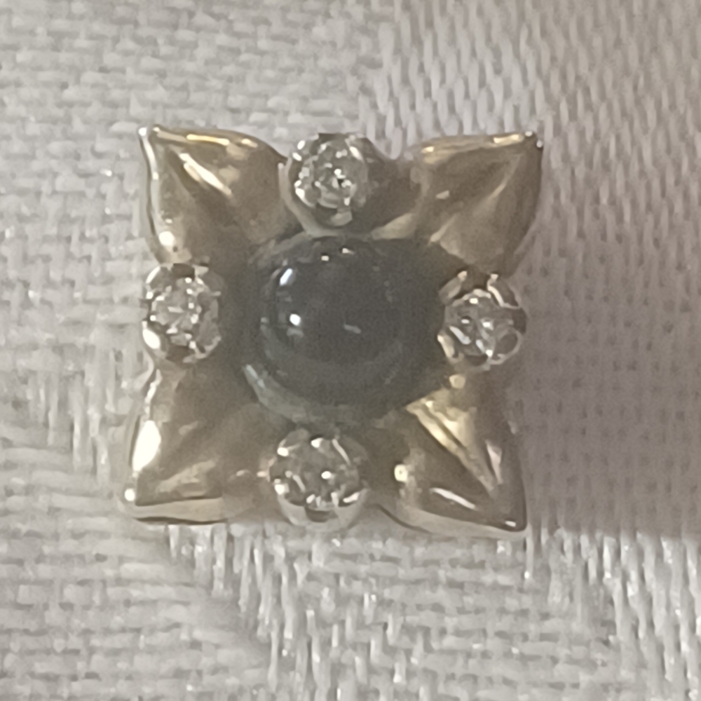 LAGOS Arcadian Onyx and Diamond Flower Stud Earrings, SS & 18k - Picture 3 of 13
